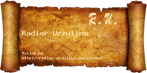 Radler Urzulina névjegykártya